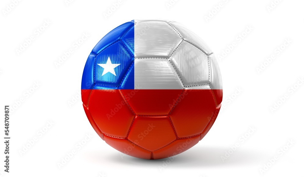 Chile - national flag on soccer ball - 3D illustration Chile - national flag on soccer ball - 3D illustration