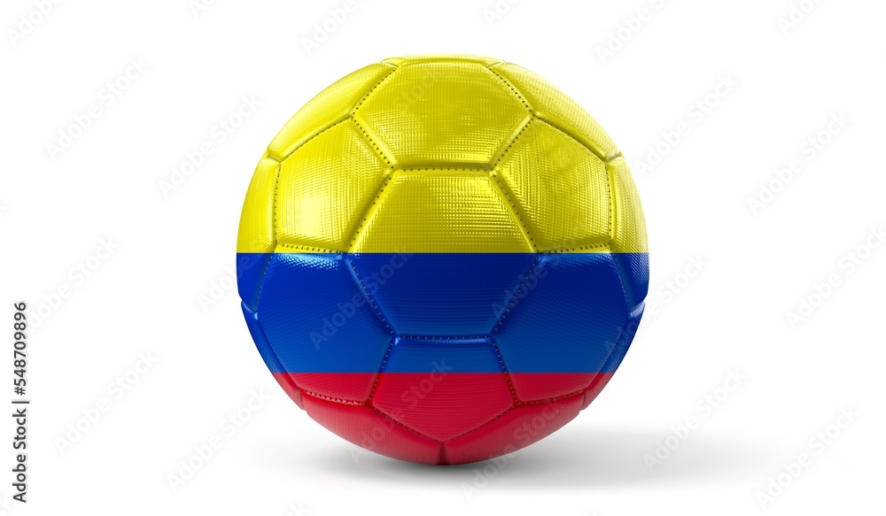 Colombia - national flag on soccer ball - 3D illustration Colombia - national flag on soccer ball - 3D illustration