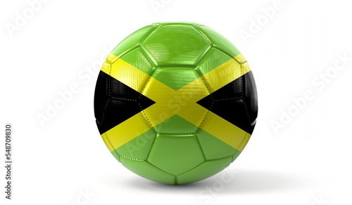 Jamaica - national flag on soccer ball - 3D illustration