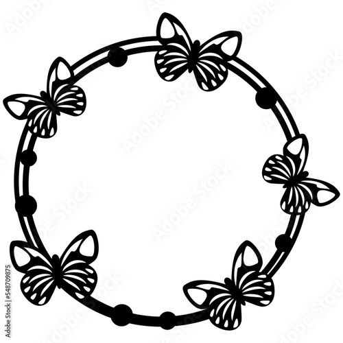 Butterfly wreath svg, Monogram, Round border svg