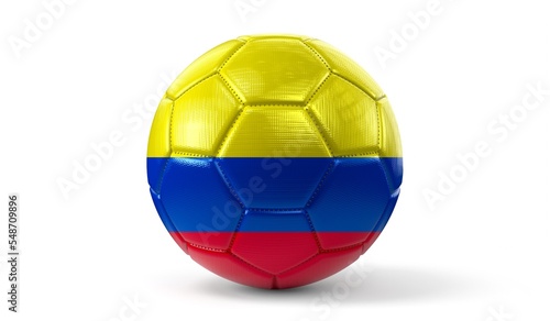 Colombia - national flag on soccer ball - 3D illustration