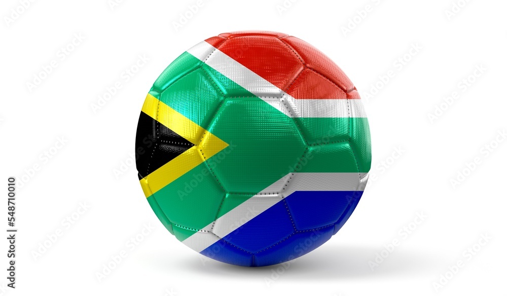South Africa - national flag on soccer ball - 3D illustration