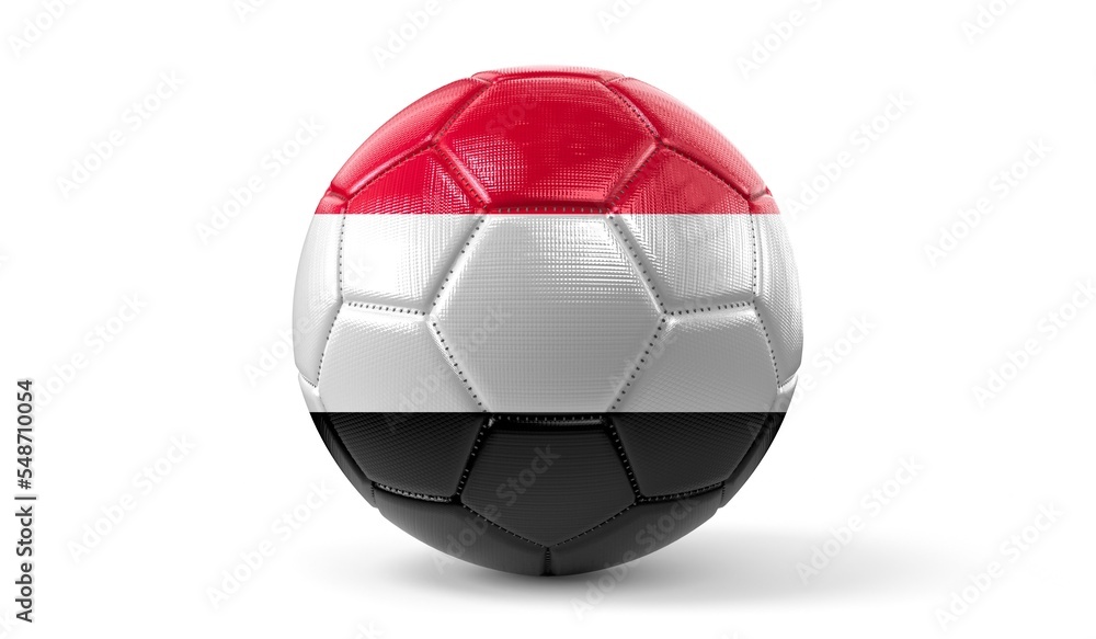 Yemen - national flag on soccer ball - 3D illustration Yemen - national flag on soccer ball - 3D illustration