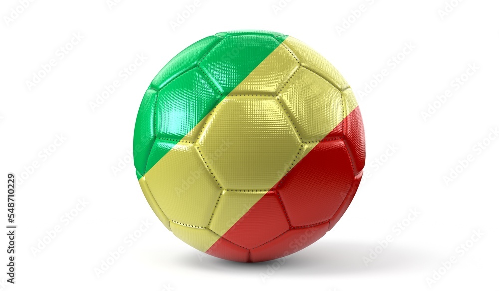 Republic of the Congo - national flag on soccer ball - 3D illustration