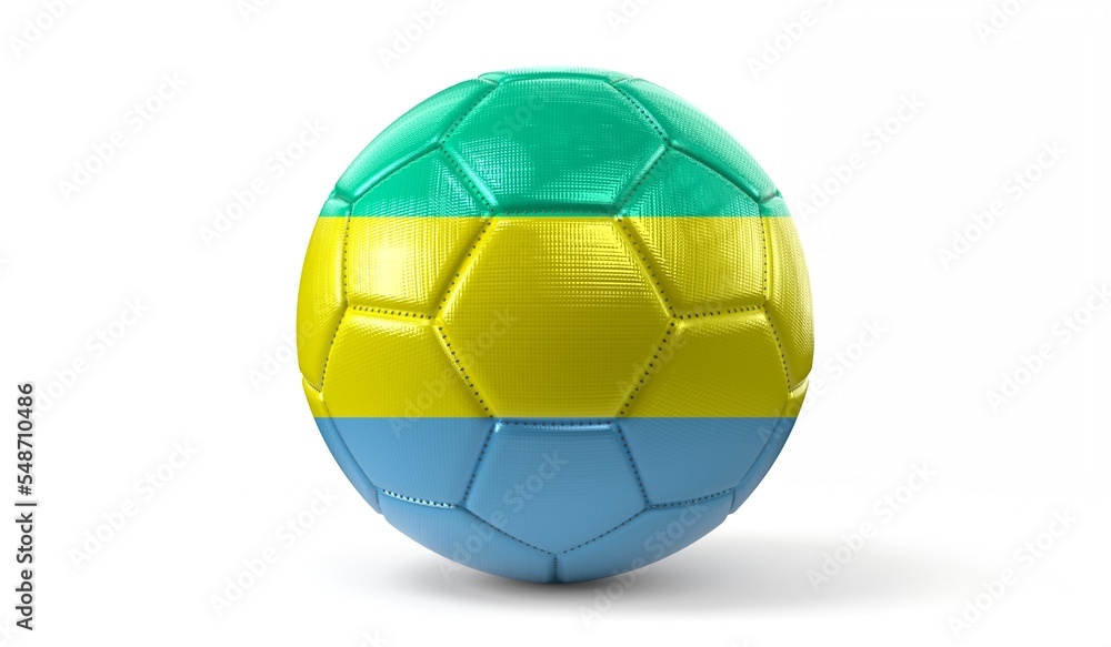 Gabon - national flag on soccer ball - 3D illustration