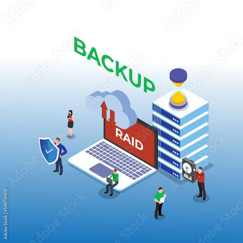 Redundant Array of Independent Disks Storage isometric 3d vector illustration concept for banner, website, illustration, landing page, flyer, etc.