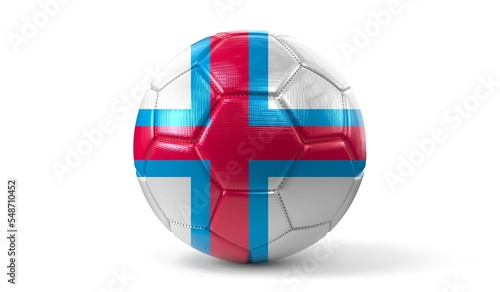 Faroe Islands - national flag on soccer ball - 3D illustration