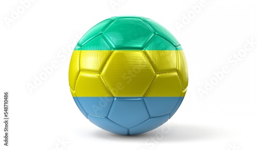 Gabon - national flag on soccer ball - 3D illustration
