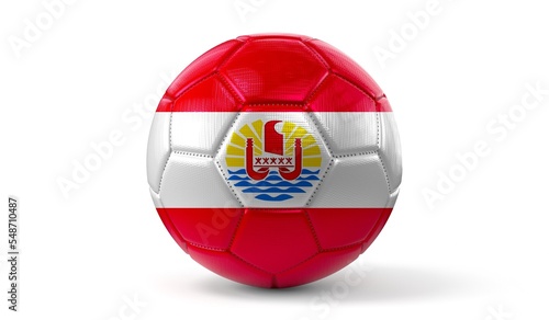 French Polynesia - national flag on soccer ball - 3D illustration