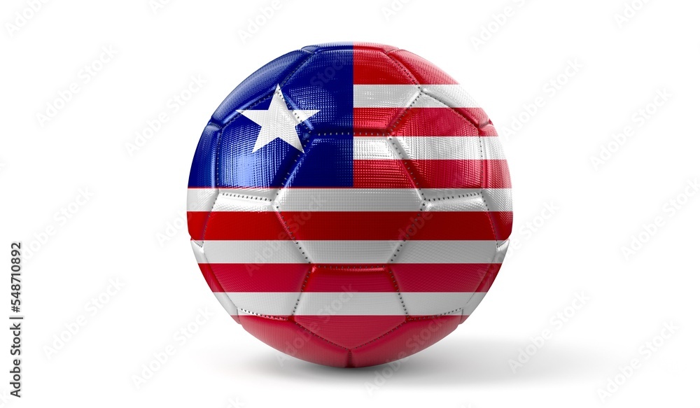 Liberia - national flag on soccer ball - 3D illustration Liberia - national flag on soccer ball - 3D illustration