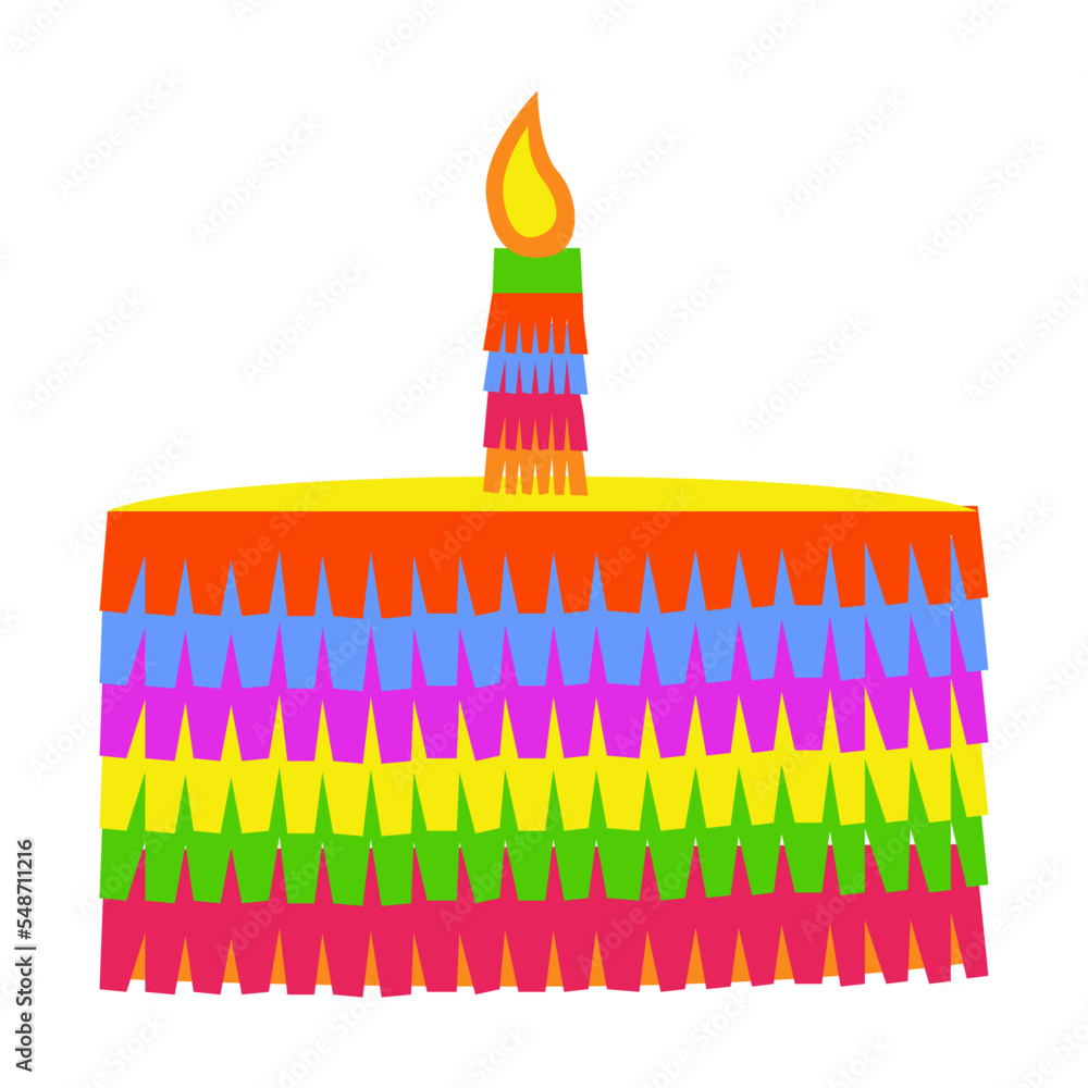 Pinata Paper Vector Cute cake pinata vector illustration. Mexican paper toy for birthday ...