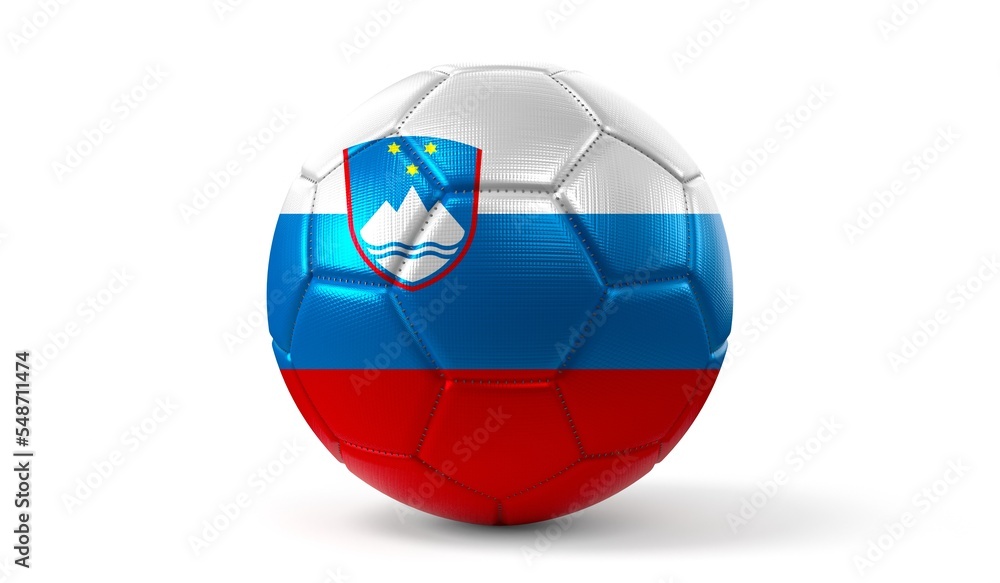 Slovenia - national flag on soccer ball - 3D illustration