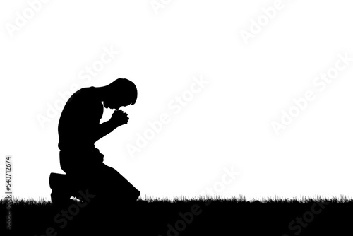 Christian men pray to God for good luck. concept of prayer