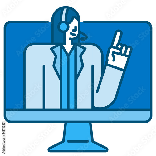 online support blue line icon