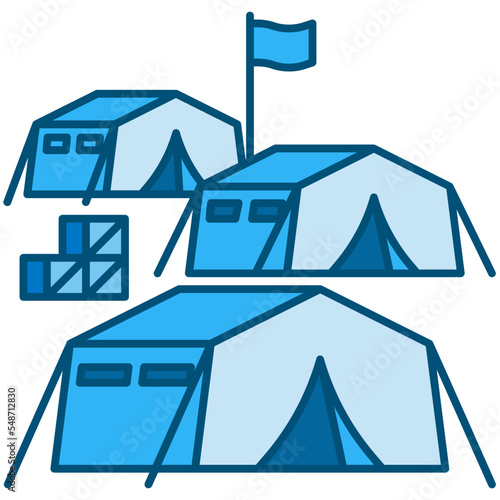 refugee blue line icon