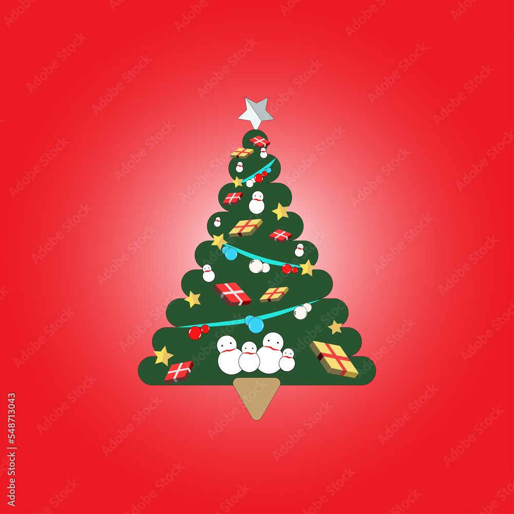 christmas tree on red background christmas tree on red background