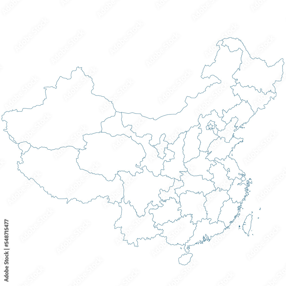 Map of China divided in the prefecture. Map of China divided in the prefecture.