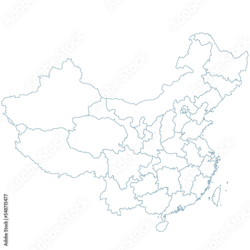Map of China divided in the prefecture.