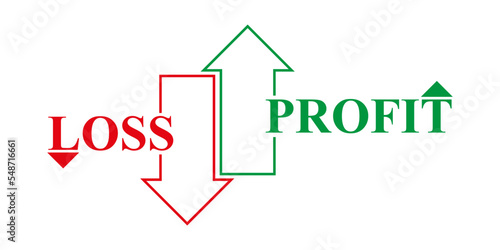 Profit and Loss Poster. Profit is showing through Up Arrow and Loss is showing through Down Arrow. Seamless vector illustration eps 10 file.