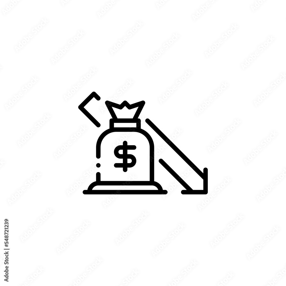 money bags decrease icon money bags decrease icon