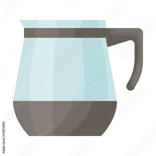wide with handle glass jug, coffeemaker. Vector illustrations of modern or retro equipment for espresso and moka drink
