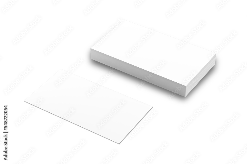 Stack of blank white business card mockup template isolated on white background. 3d rendering. Stack of blank white business card mockup template isolated on white background. 3d rendering.