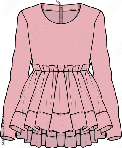GIRLS AND TEENAGER FRILL DRESS VECTOR