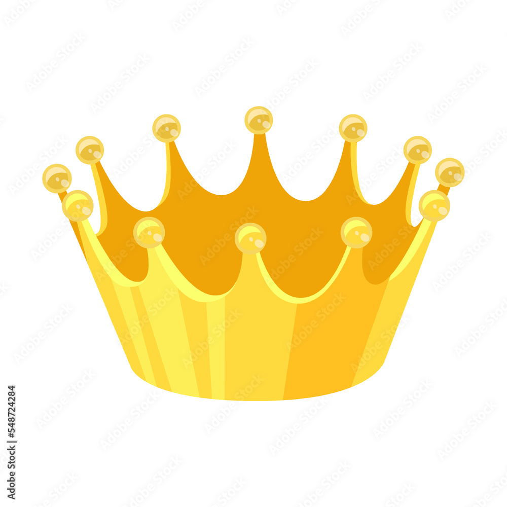 Obraz premium Crown birthday, party element vector illustration. Cake, cupcakes, confetti, balloon, gifts for kids isolated on white background