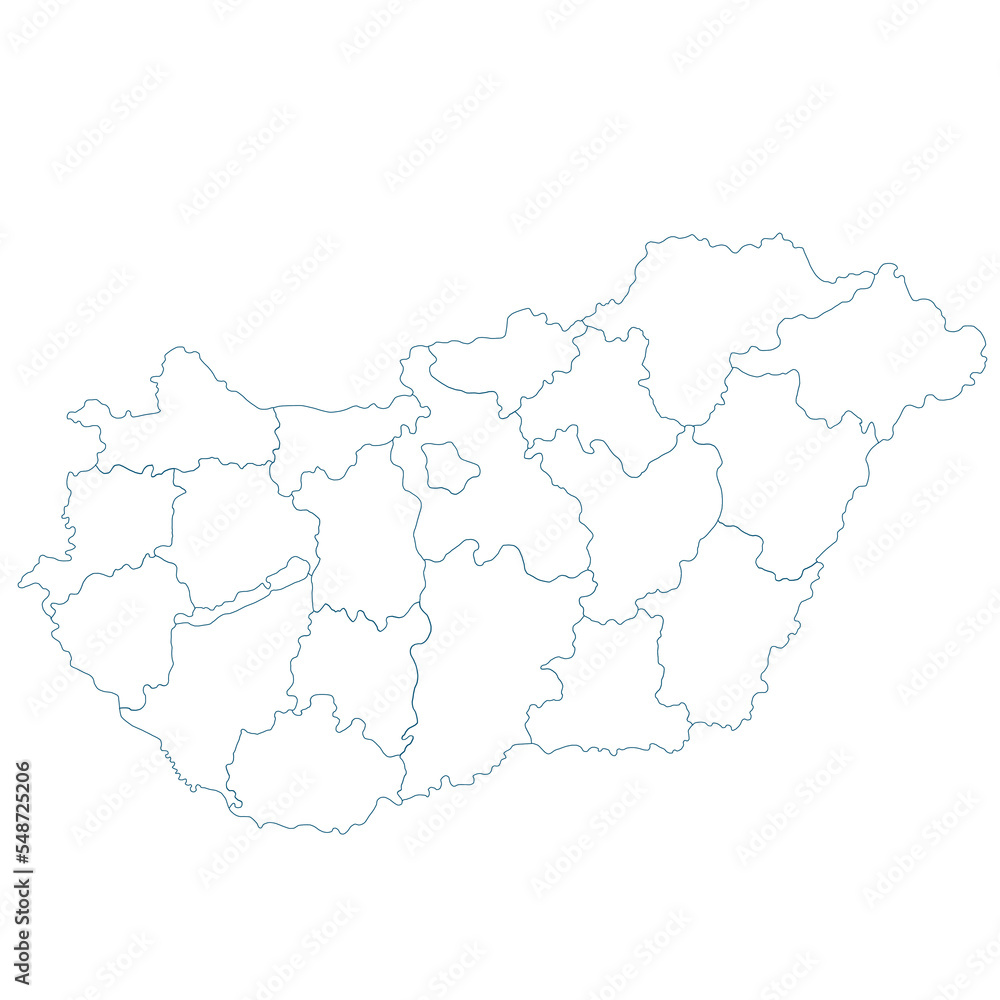 Hungary map illustration with cities