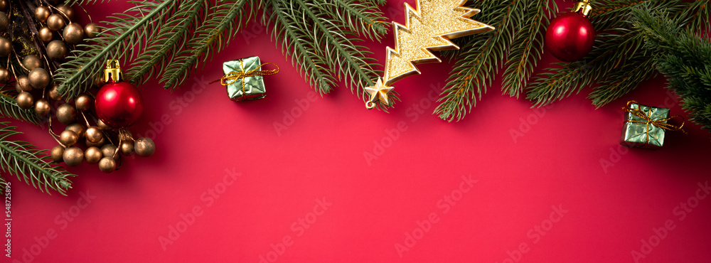 Christmas background design concept with beautiful decors and tree branch. Christmas background design concept with beautiful decors and tree branch.
