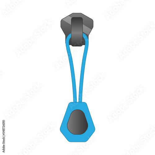 zipper puller for sportswear vector illustration. Vintage or modern metal or leather zipper pull for backpack, sportswear