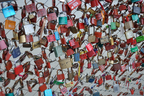 Love locks on bridges