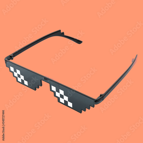 thug life sunglasses isolated on a peach background