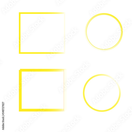 set of gold round frame on 
transparent background