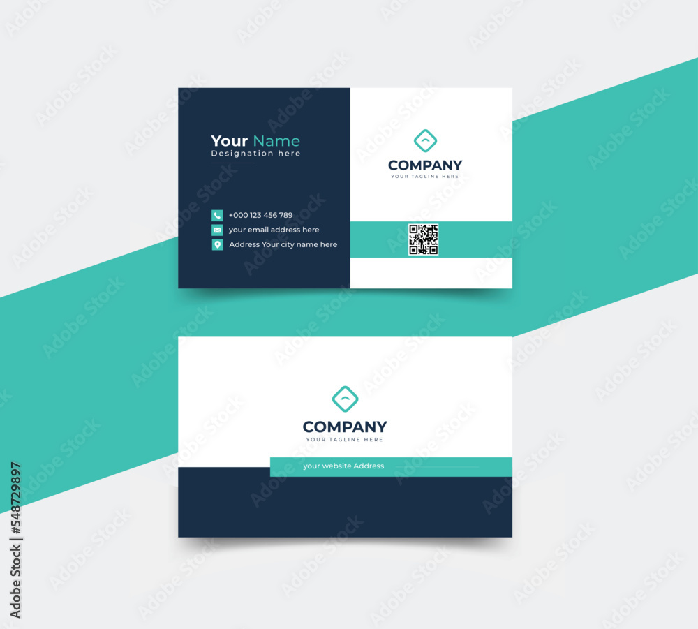 Modern blue and white business card design. Modern business card template red black colors. Flat design vector abstract creative - Vector Modern blue and white business card design. Modern business card template red black colors. Flat design vector abstract creative - Vector