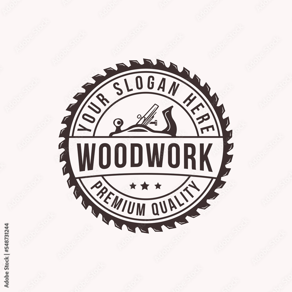 Fototapeta premium Set of vintage carpentry and hammer mechanic labels, emblems, and logo