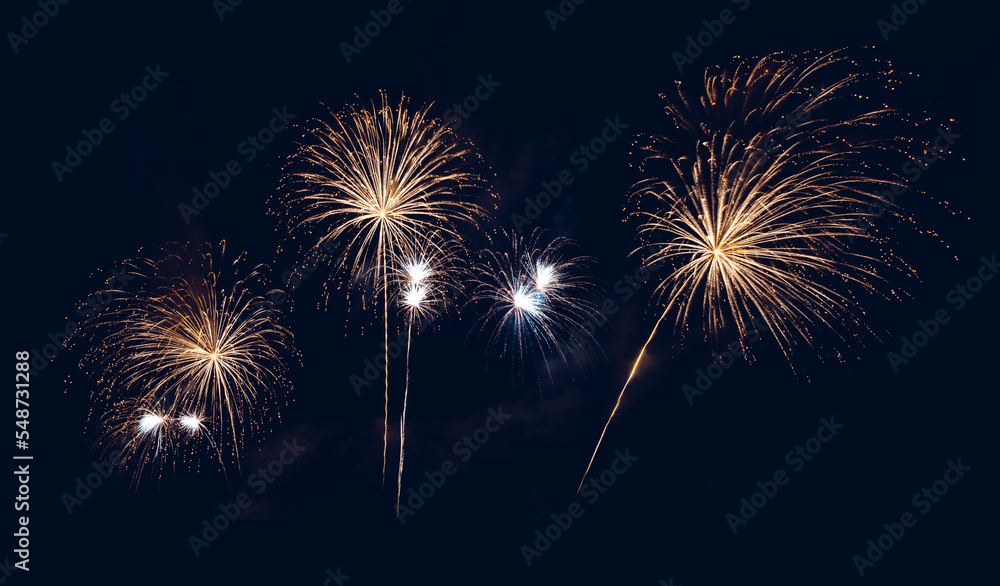 colorful fireworks display on dark blue background