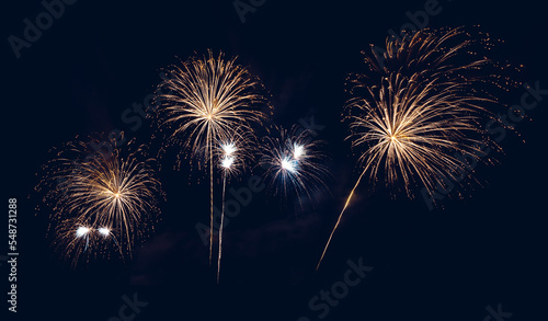 colorful fireworks display on dark blue background