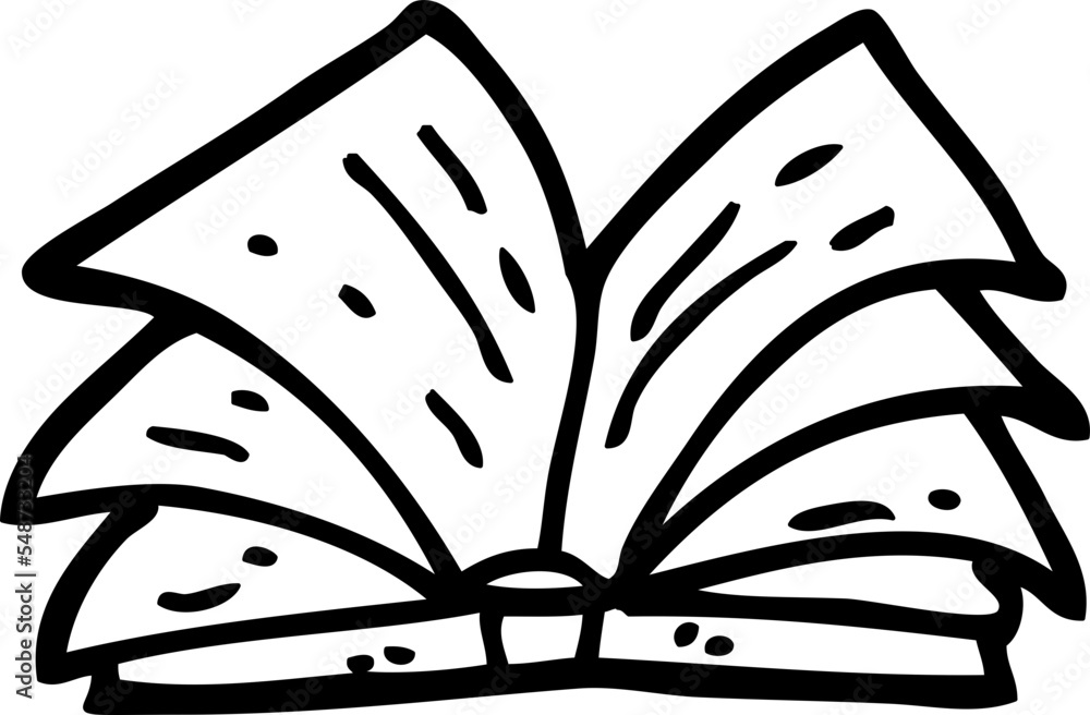 black and white cartoon open book Stock Vector | Adobe Stock