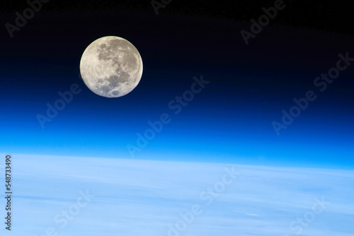 Floating Moon. Digital Enhancement. Elements by NASA