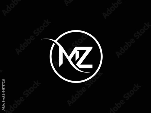 Creative mz, zm , initial monogram white vector logo template	 photo