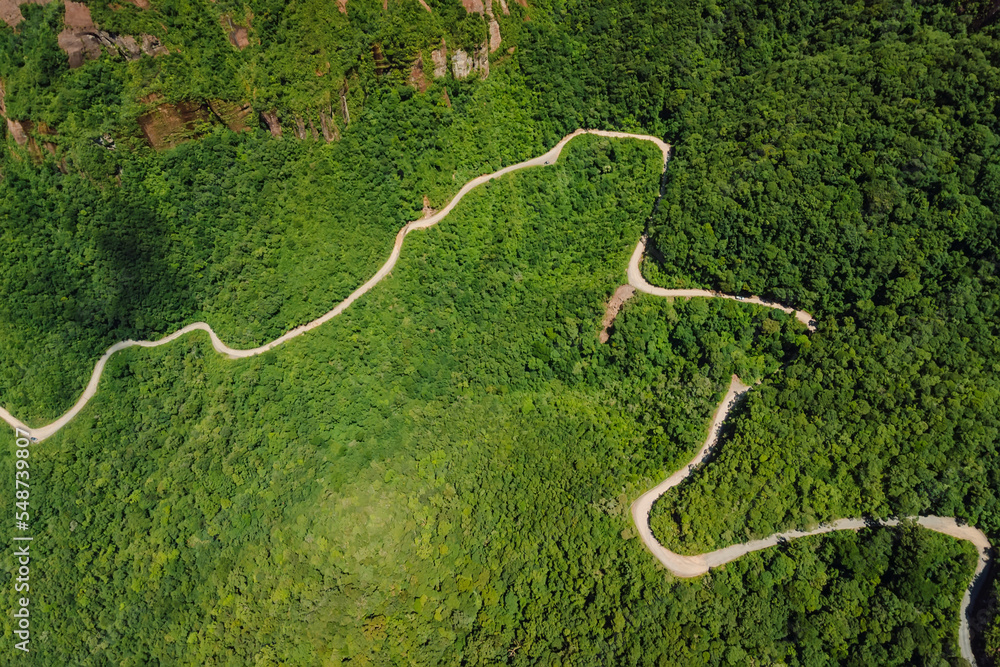 Serpentine road in canyons in Santa Catarina, Brazil. Aerial view