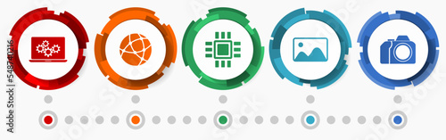 Technology vector icon set, computer concept flat design buttons, infographic template