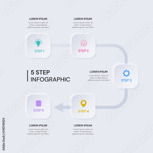 Vector infographic label design with icons. Business concept flowchart, diagram
