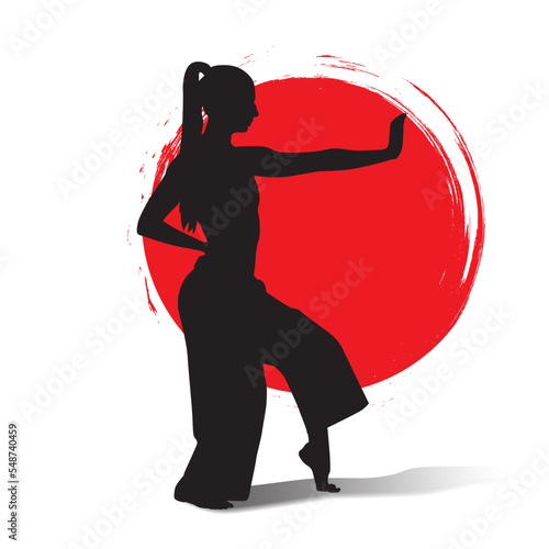 Martial arts silhouette with grunge brush. suitable for self-defense activity logo