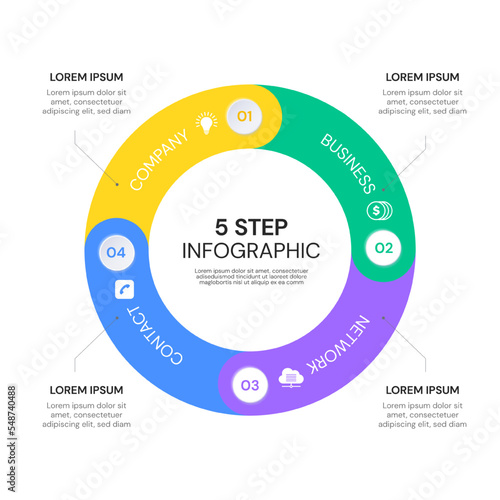 Vector infographic label design with icons. Business concept flowchart, diagram