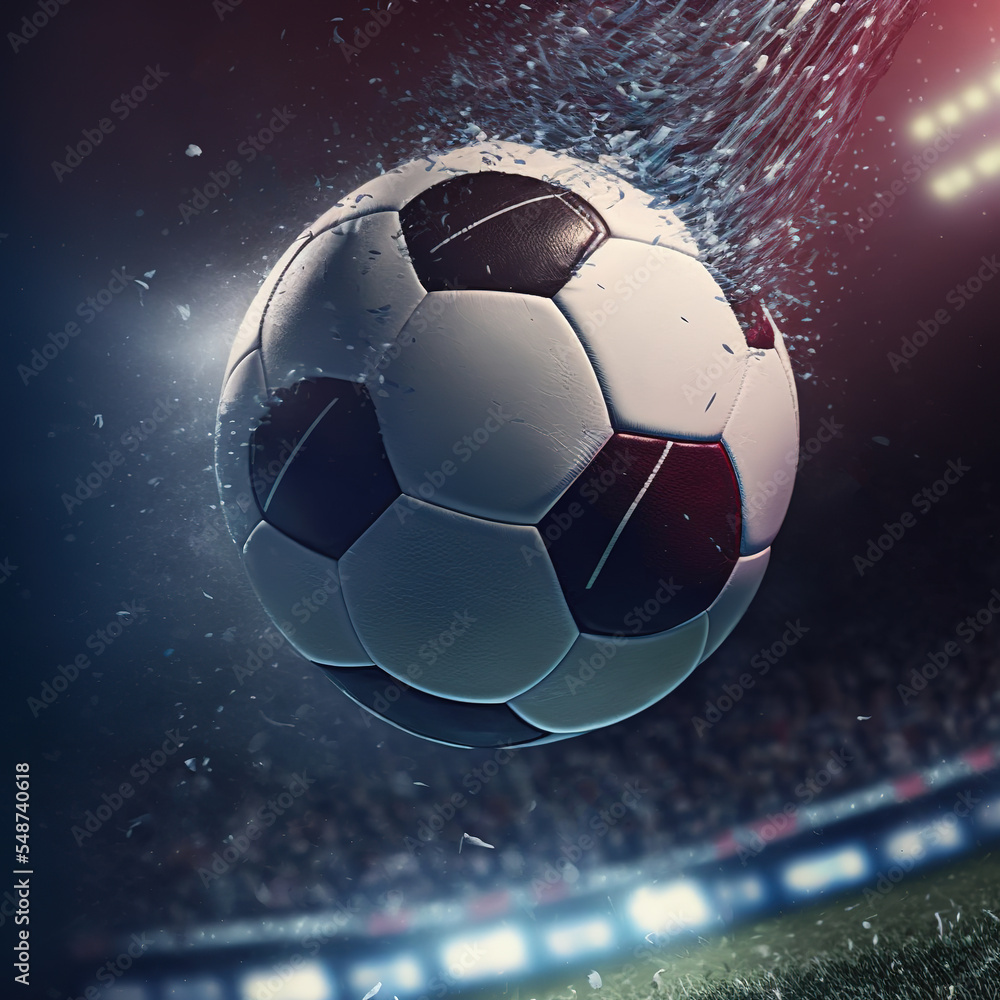 World Cup in Qatar. Ball. Football. Championship. Soccer ball on rainy background. Soccer ball on splashes background.