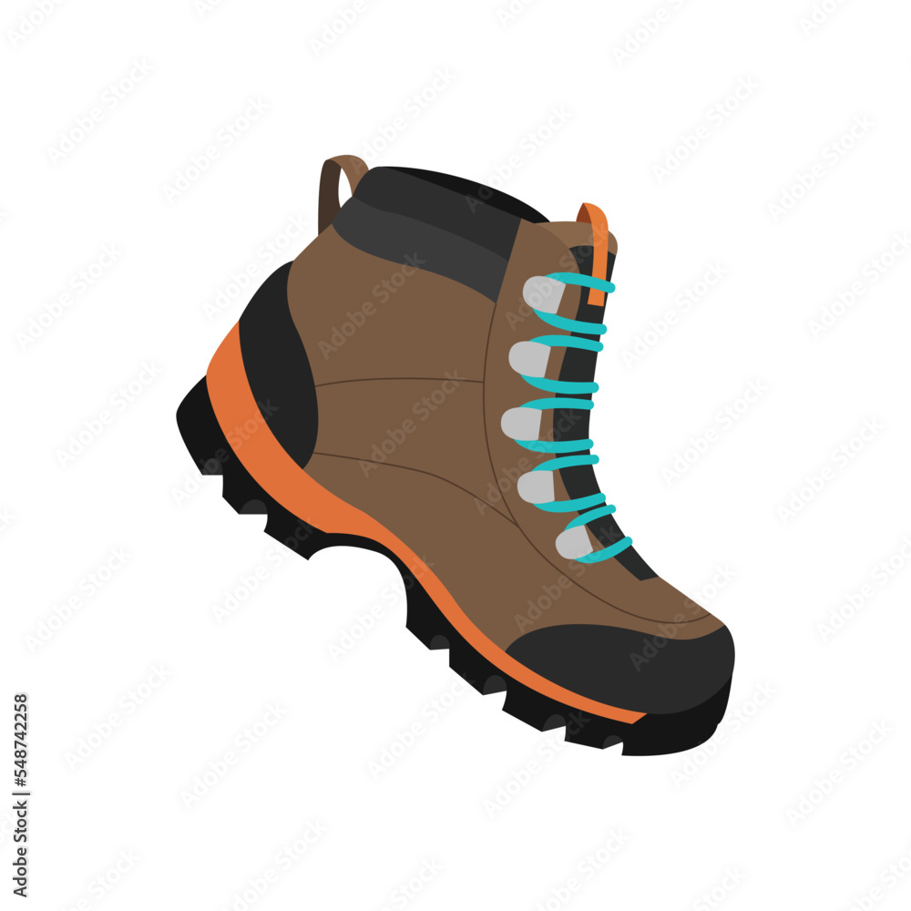 Hiking Boot trekking shoe emoji vector drawing bronw - obrazy, fototapety, plakaty 