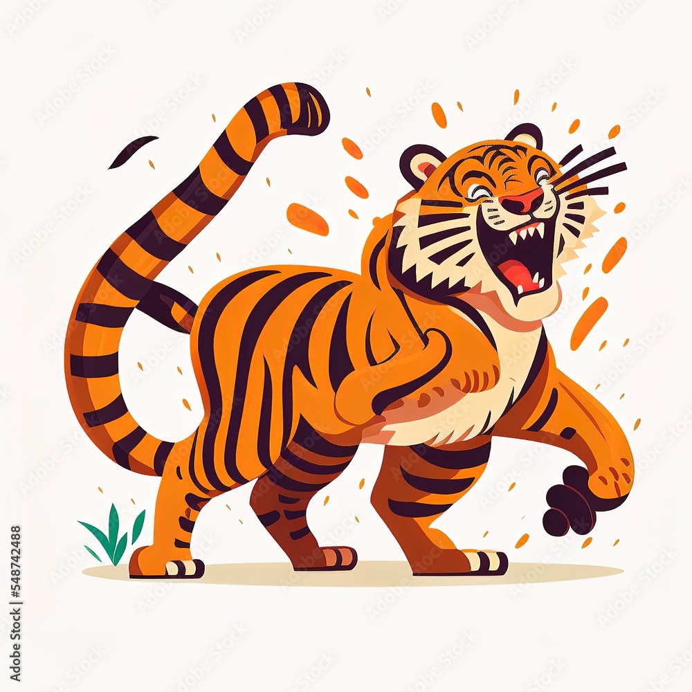 flat illustration tiger drawing. cute and adorable. can be used for children's content, drawing books, comics and social media promotions. flat illustration tiger drawing. cute and adorable. can be used for children's content, drawing books, comics and social media promotions.