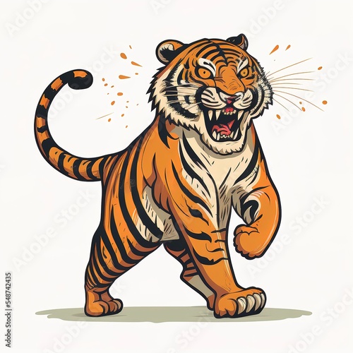 flat illustration tiger drawing. cute and adorable. can be used for children s content  drawing books  comics and social media promotions.